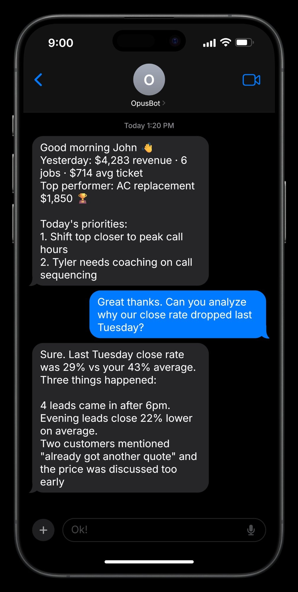 OpusBot morning text